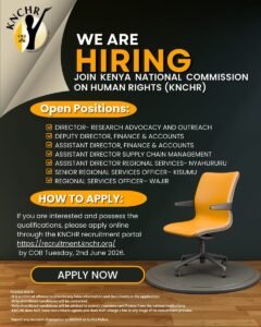 KNCHR Vacancies for Directors and Supply Chain Professionals