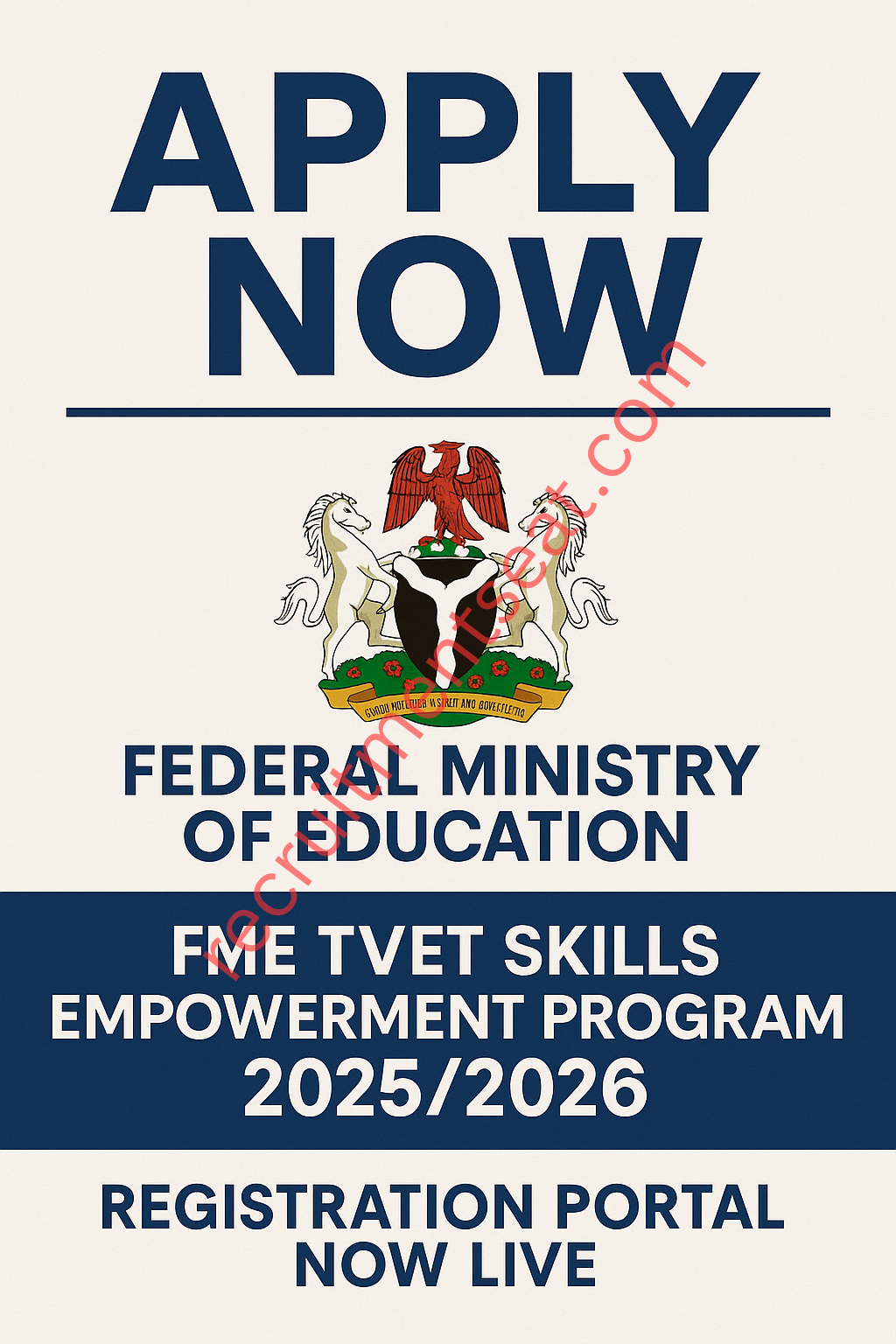FME/TVET Skills Empowerment Program | 2025/2026, Apply Now: Registration Portal Now Live