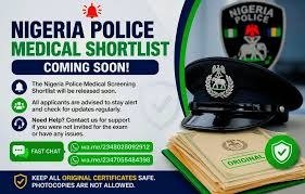 Nigeria Police Medical Screening Shortlist